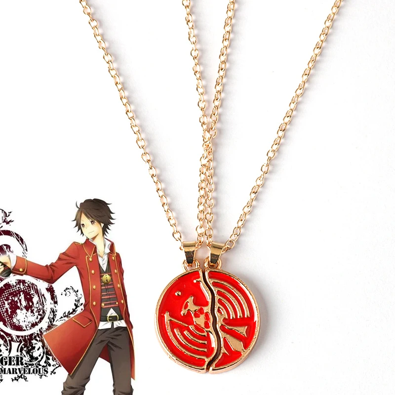 2Pcs Anime Kamen Rider OOO Necklace Couple Accessories Ankh's Broken Taka Core Medal Pendant Necklaces for Women Men Jewelry