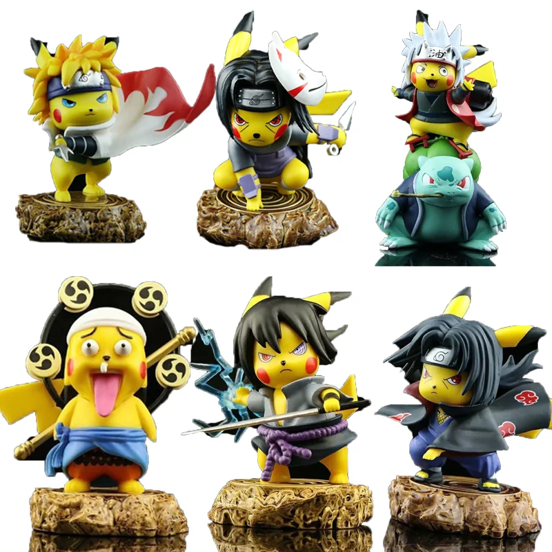 

9.5Cm Pokemon Anime Figures Pikachu Cos Naruto Uchiha Obito Madara Sasuke Namikaze Minato Model Pvc Doll Decoration Toys for Kid