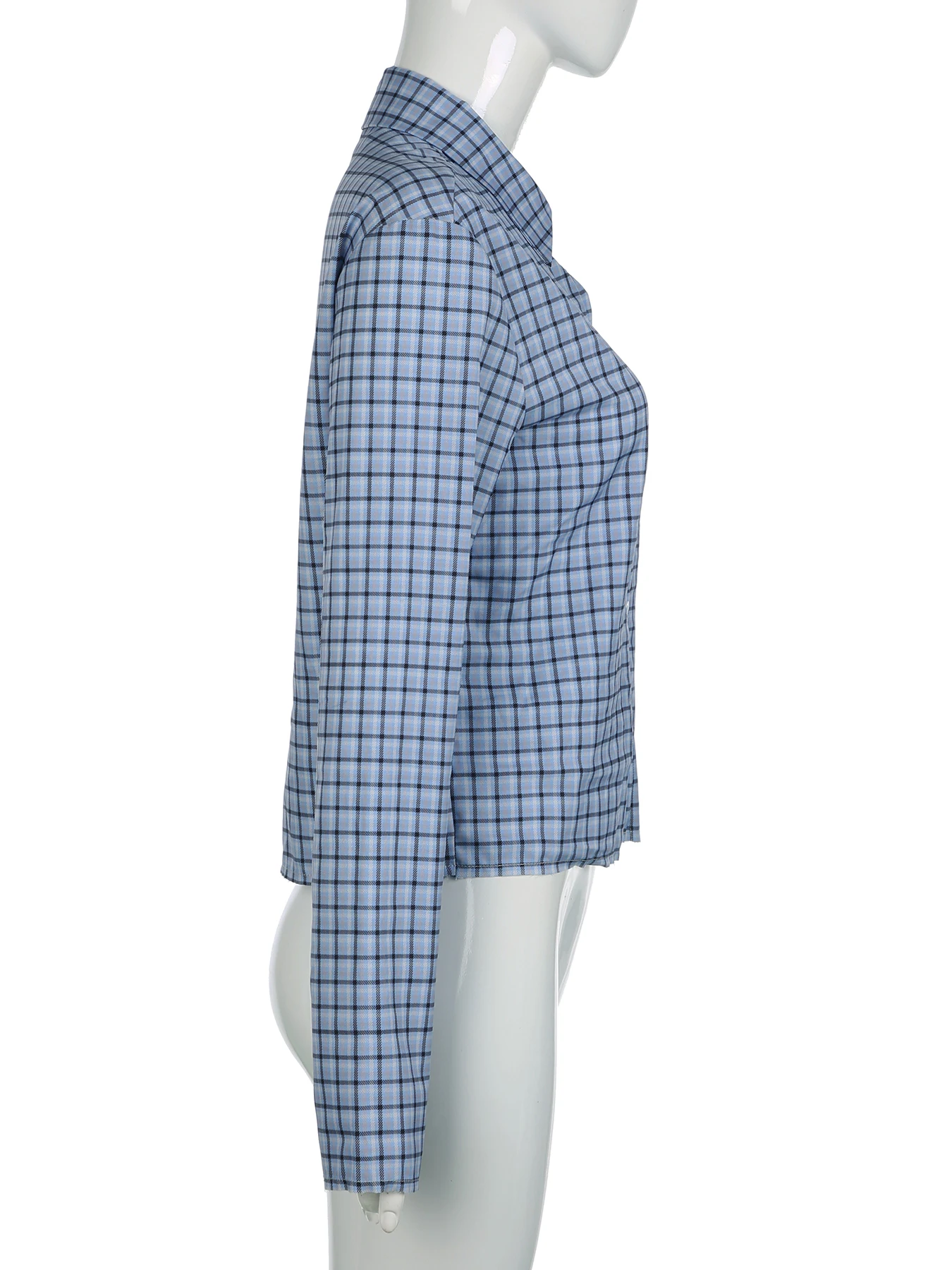 Женская Повседневная рубашка в клетку с длинным рукавом на пуговицах