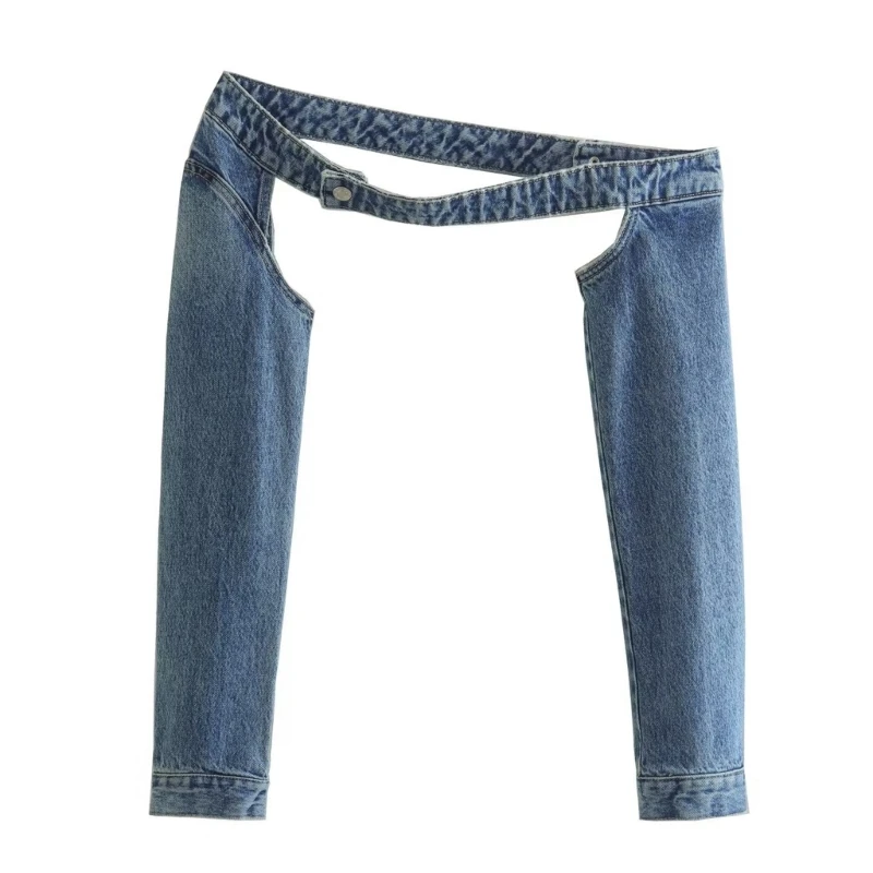 

Women Denims Crop Tops Cover Up Shrugs Casual Long Sleeve Tie Front Cropped Smock Top Blouses T Shirt Y2K Streetwear