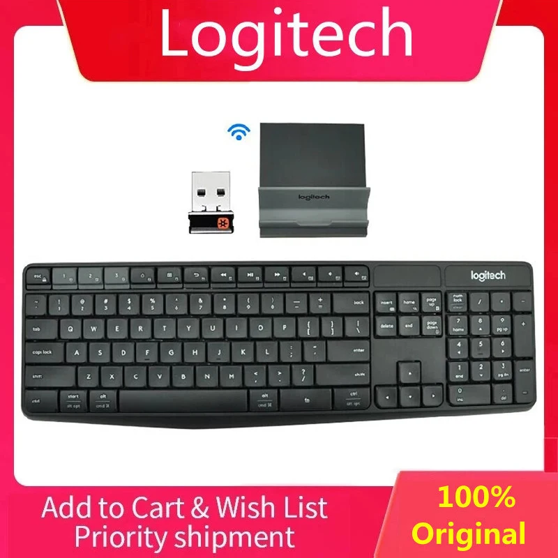 Logitech-teclado inalámbrico K375s con Bluetooth, 104 teclas, 2,4 GHz, USB, modo Dual, para portátil, Notebook, PC, con soporte Universal