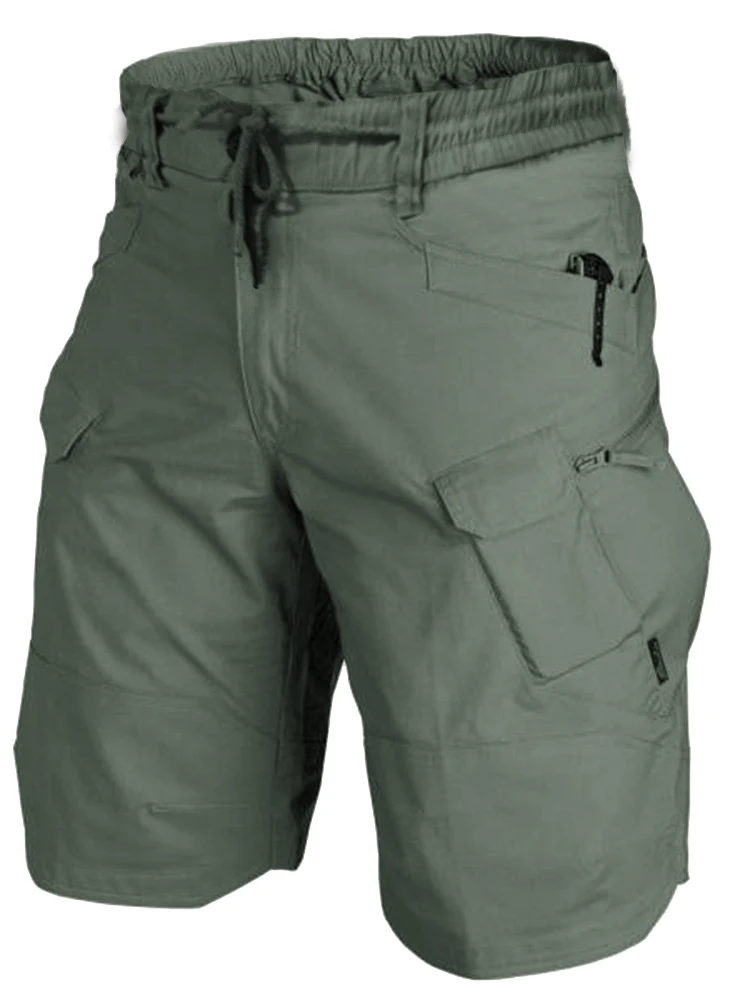 

Шорты-карго мужские с множеством карманов, модные повседневные свободные короткие штаны с поясом, модная однотонная уличная одежда, лето