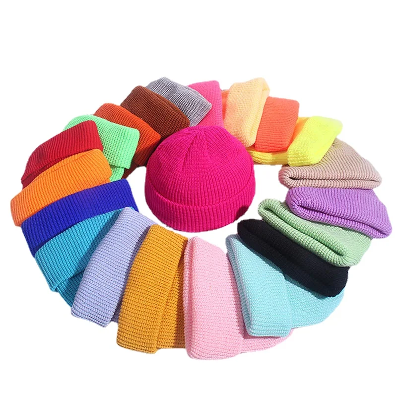 

Модная Вязаная Шапка-бини для мужчин и женщин, Шапка-бини, мужская шапка, манжеты, ретро, темно-синяя короткая шапка унисекс, зимняя теплая ша...