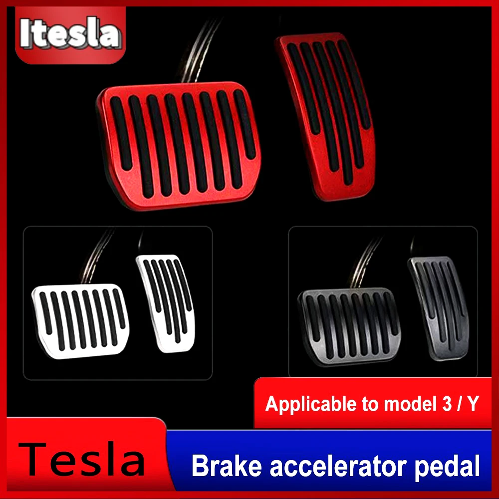 

Itesla For Tesla Model 3 Y 2023 Accessories Model 3 Y Aluminum Alloy Accelerator Brake Rest Pedal Car Foot Pedal Pads Covers