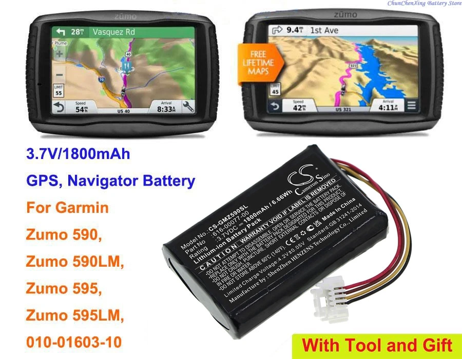 Фото 3,7 В 1800 мАч GPS, аккумулятор для навигатора 616-00077-00 для Garmin Zumo 590, Zumo 590LM, Zumo 595, Zumo 595LM, 010-01603-10 + ИНСТРУМЕНТ №1
