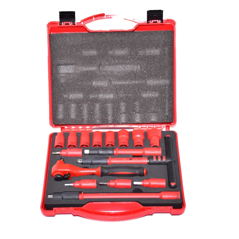 

16PCS 1000V VDE insulated tools 3/8 ratchets wrench Sockets Sets T-Handle Extensions Hex Bits Sockets Resistant to high voltage