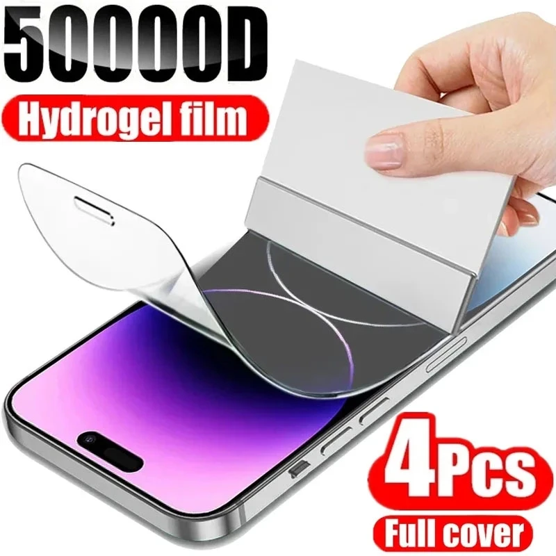 4Pcs Hydrogel Film for IPhone 11 12 13 14 Pro Max 12Mini 13Mini Screen Protector for IPhone XS Max XR X 7 8 14 Plus SE Not Glass