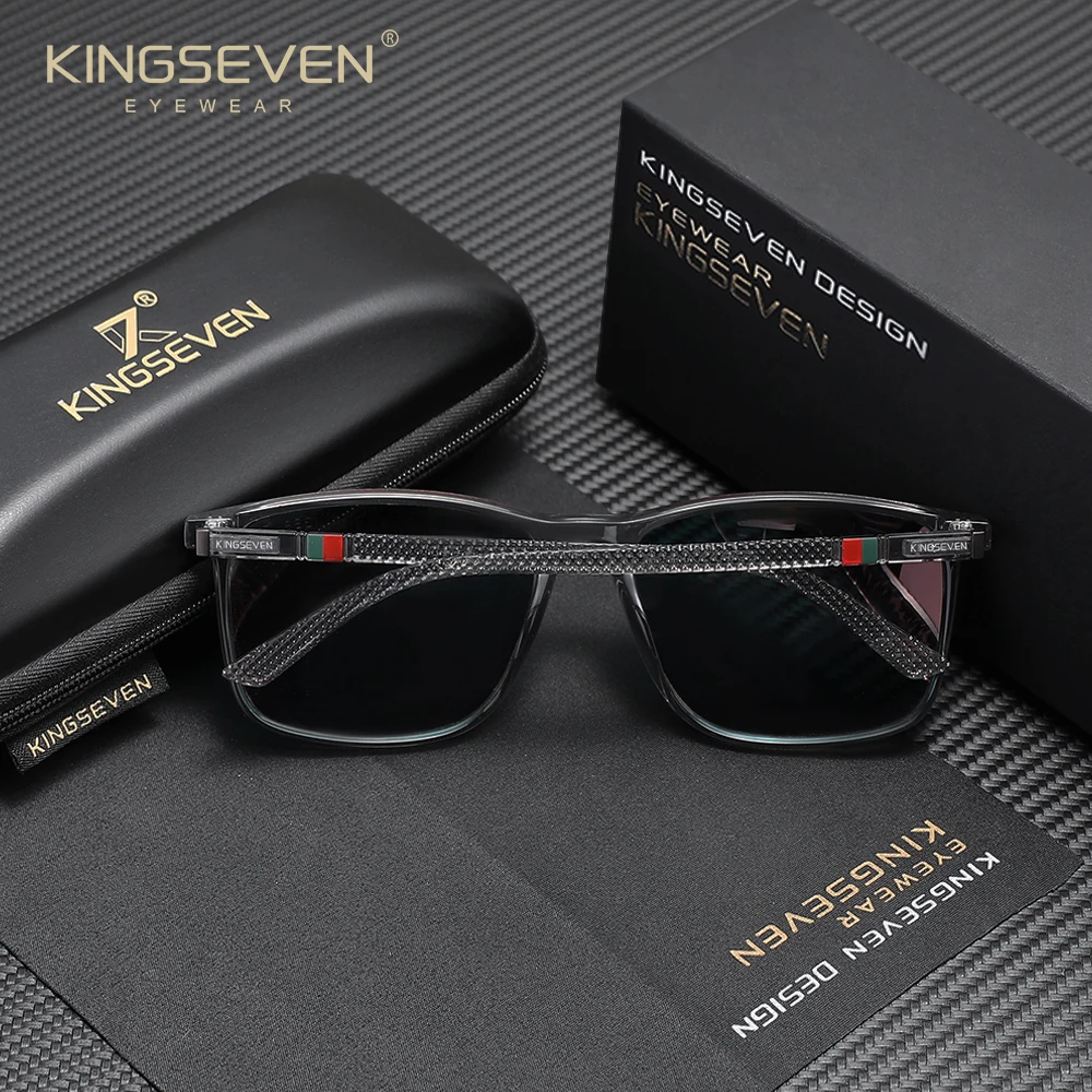 Фото KINGSEVEN прямоугольные солнцезащитные очки для мужчин и женщин, повседневные очки для вождения, поляризационные очки UV400 №3