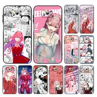 darling in the franxx cartoon for xiaomi poco m4 x4 x3 pro f3 gt nfc m3 c3 m2 f2 x2 4g 5g silicone tpu black phone case cover