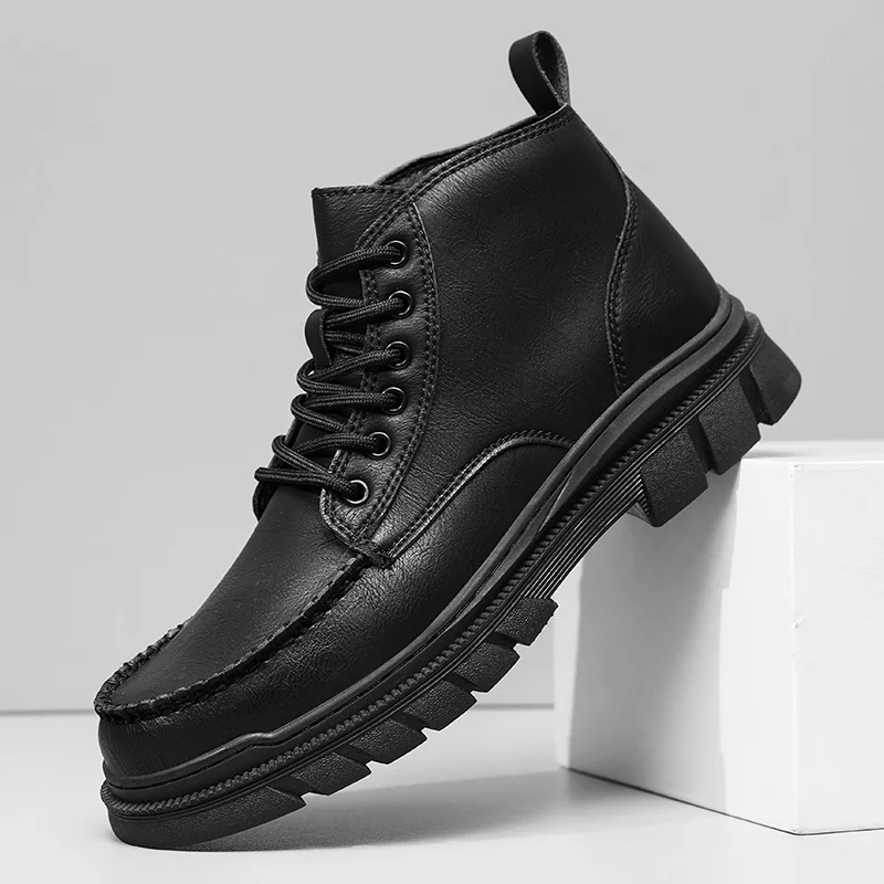 Ботильоны мужские на толстой подошве рабочая одежда уличные высокие мотоботы