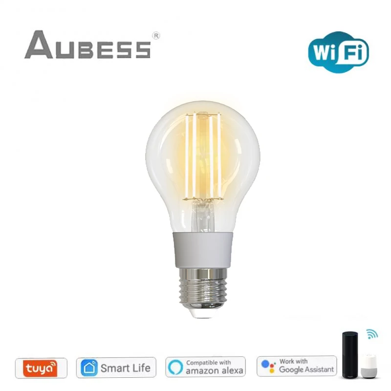 

Tuya/Smart Life WiFi Filament Bulb LED Light Lamp E27 Dimmable Lighting 2700K-6500K 806Lm Alexa Google Voice Control 90-250V 7W