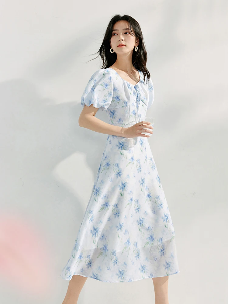 Женское платье Inman с французским вырезом и цветочным принтом новинка лета 2024