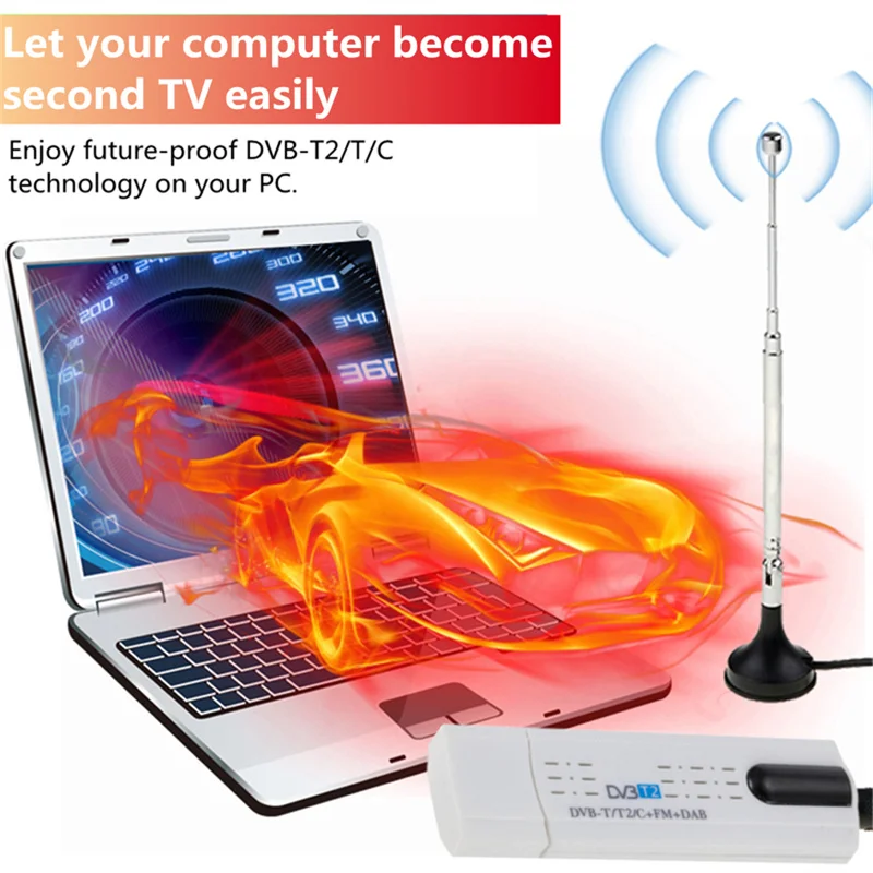 Digital Satellite DVB T2 USB TV Stick Tuner With Antenna Remote HD Receiver DVB-T2/DVB-T/DVB-C/FM/DAB For PC |