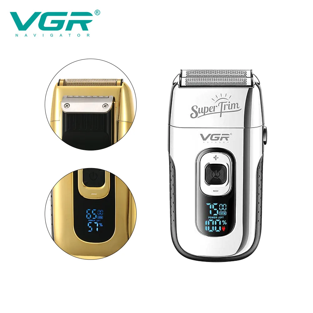 

VGR V-332 Digital Display Metal Golden Beard Shaver Rechargeable Electric Face and Body Trimmer Razor for Men