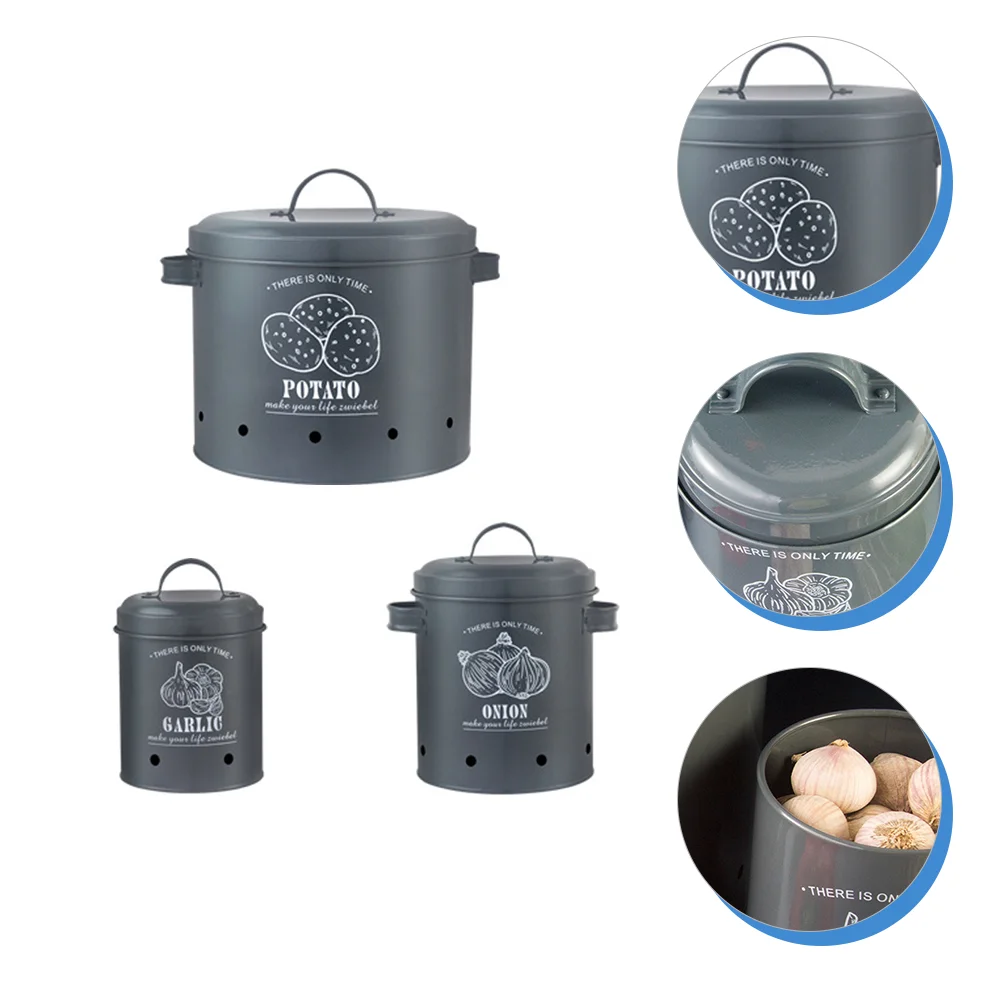 

Potato Storage Onion Bin Garlic Container Kitchen Bucket Keeper Vegetable Canister Pantrytin Metal Foodirontins Jar Baskets