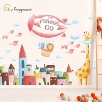 large size wall stickers kids rooms cartoon giraffe castles baby bedroom wall decoration home decor self adhesive vinyl sticker