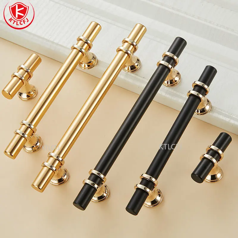 

Zinc Alloy Handles for Cabinets and Drawers Modern Black Golden Kitchen Cupboard Door Pulls Plating Solid Wardrobe Long Knobs