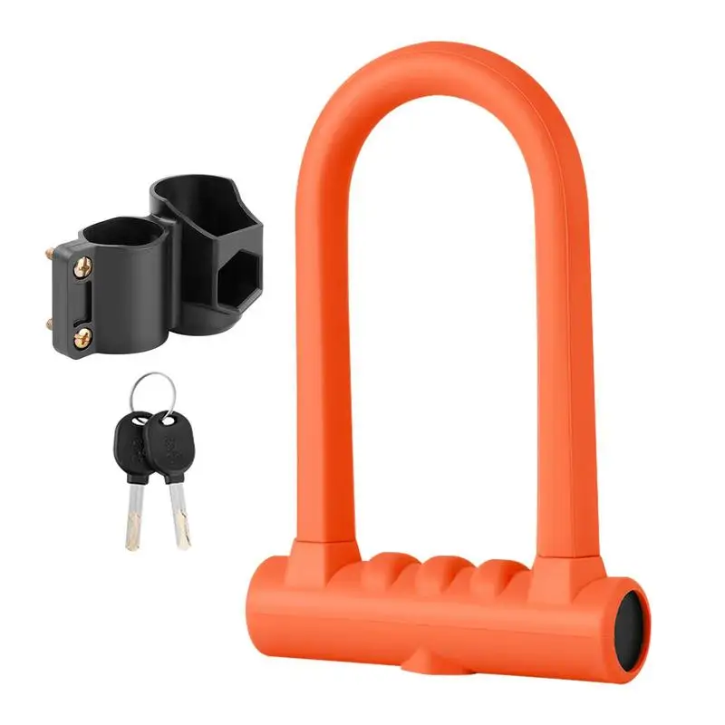 

Bike Lock Anti-theft Bike U Lock For Scooters Silicone Scooter Lock Steel Shackle Resistant To Cutting & Leverage Attacks With 2