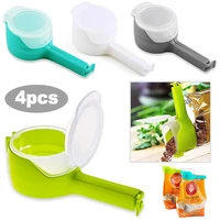 4 pack food storage bag sealing clips with pour spouts chip bag clips great for kitchen food storage and organization