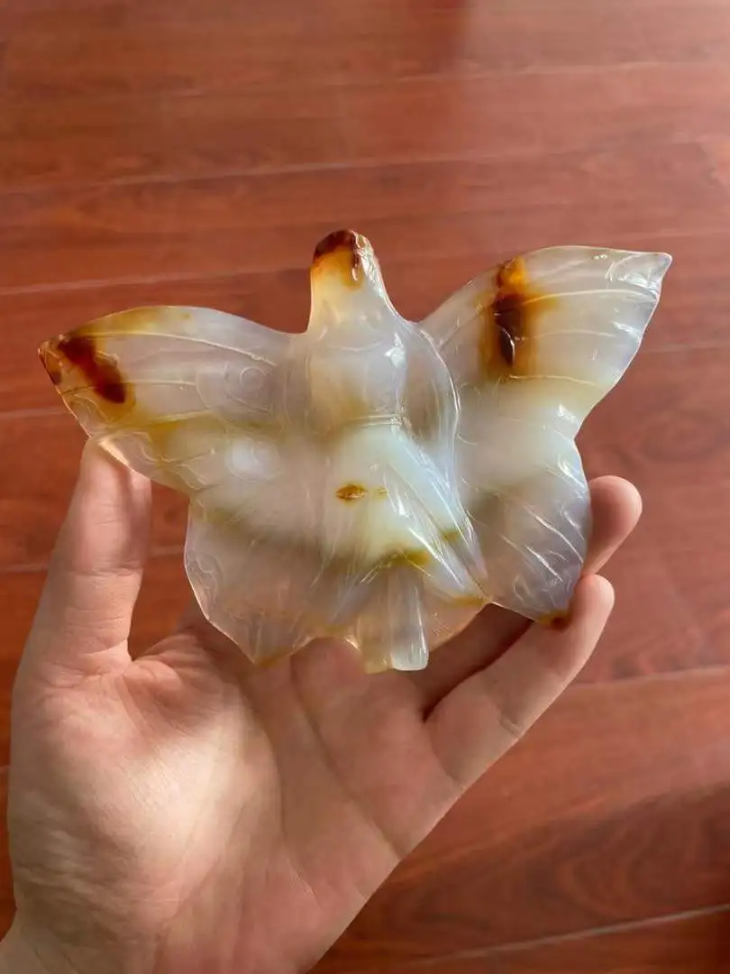 

Beautiful 3pcs Natural Hand Carved Agate Stone Crystal Fairy