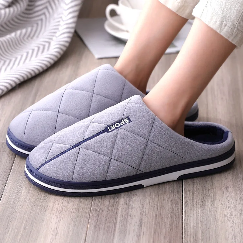 size 47 50 mens autumn and winter cotton slippers extra large home cotton shoes warm thick bottom plus size house slippers men free global shipping