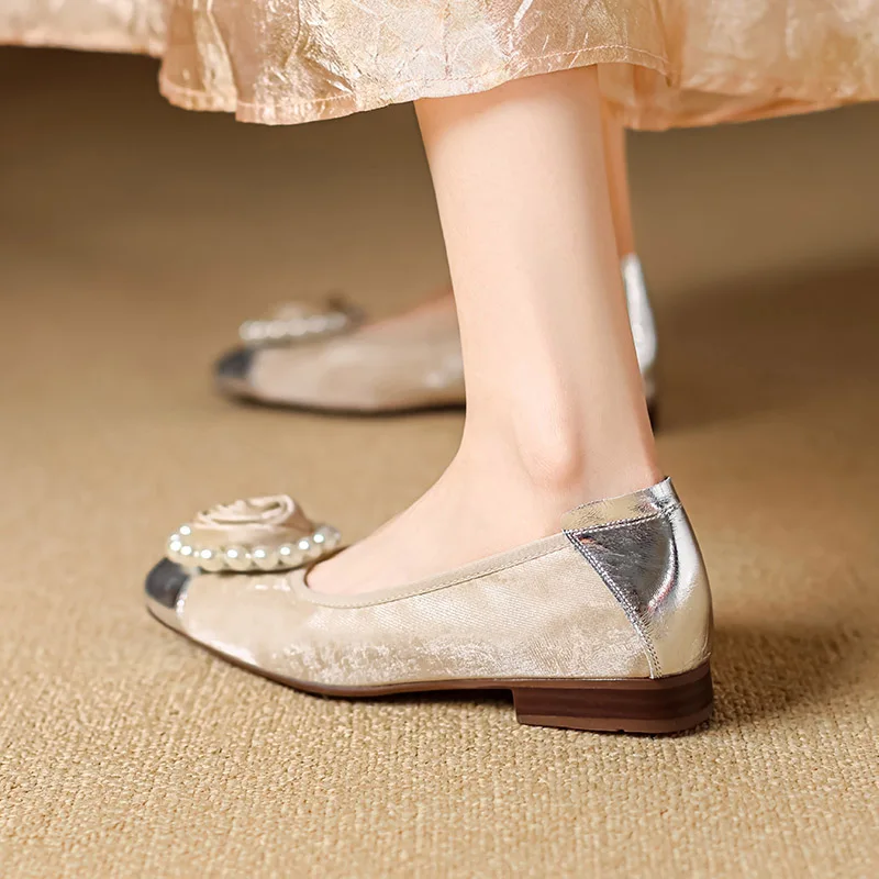 Женские туфли-лодочки Phoentin в стиле ретро с цветами и жемчугом лоскутные туфли на