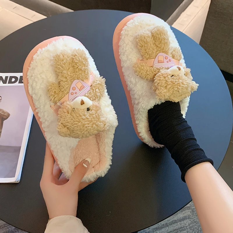 

2023 Cute Animal Slipper For Women Girls Fashion Fluffy Winter Warm Slippers Woman Cartoon Milk Cow House Slippers Funny Shoes