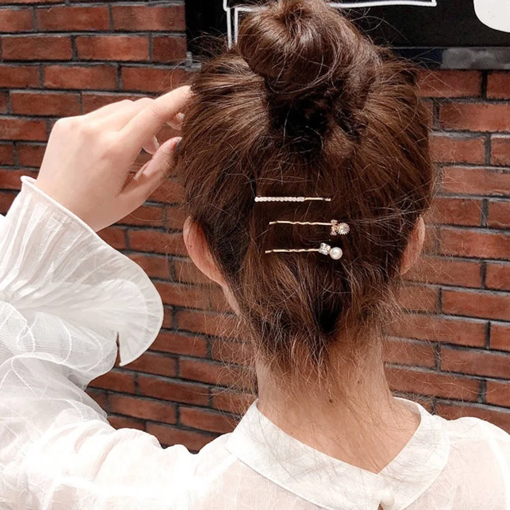 

1Set Korea Simple Metal Hair Clips for Women Geometric Rhombus Gold Silver Color Hairpins Hair Accessories Pearl Barrettes Clips