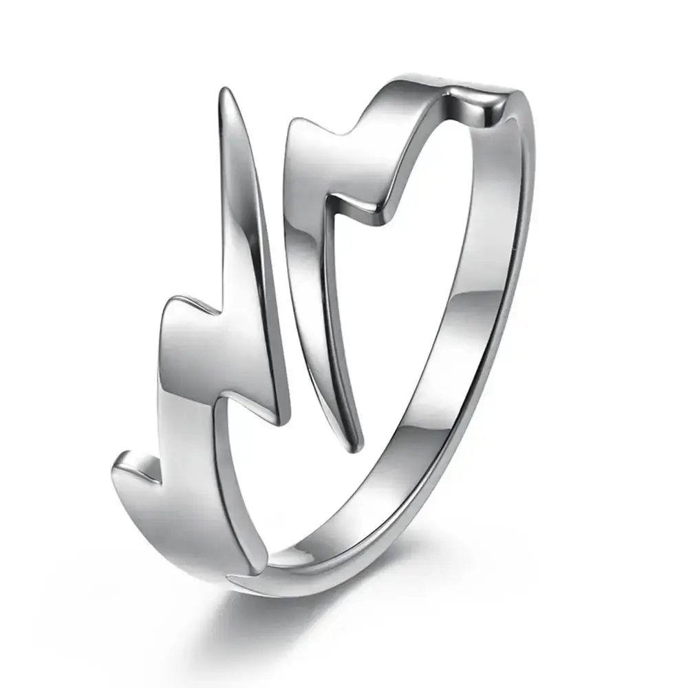 Кольца в форме молнии из титановой стали для женщин и мужчин модные регулируемые