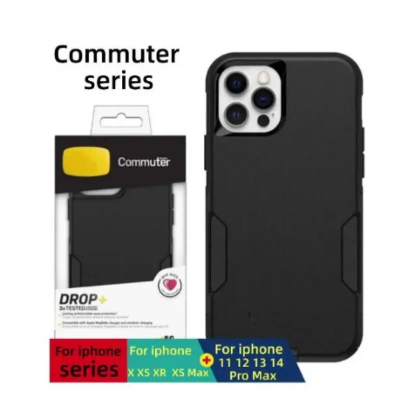 

Caso Commuter dupla proteção com caixa de embalagem, adequado para iPhone 11, 12, 13, 14 Pro Max, 14Plus, 12 Mini