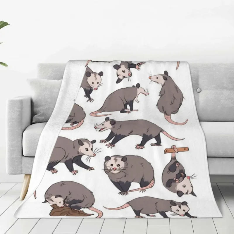 

Kawaii Possum Opossum Blanket Coral Fleece Plush Decoration Animal Breathable Super Soft Throw Blankets for Sofa Car Bedspread