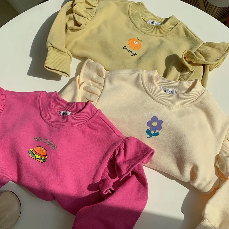 

Children Clothing 2022 Spring Autumn Girls New Korean Flower Print Children Long Sleeved Casual Simple Fashion Girls Hoodie Top