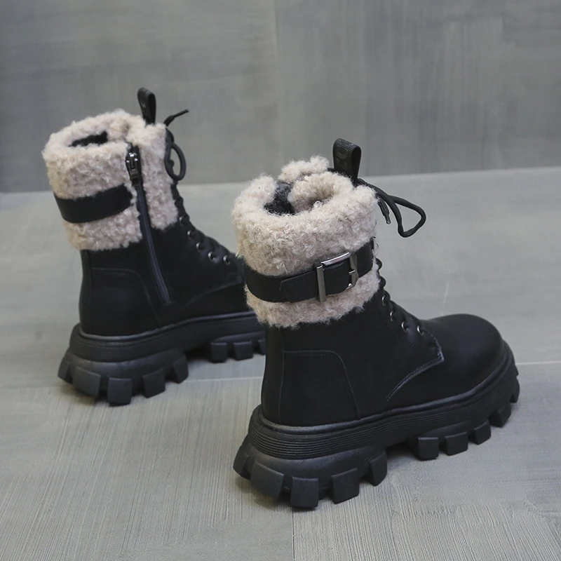 

Новинка 2022, модные утепленные теплые ботинки челси с мехом, зимние короткие плюшевые ботильоны, обувь на плоской подошве, повседневная женс...