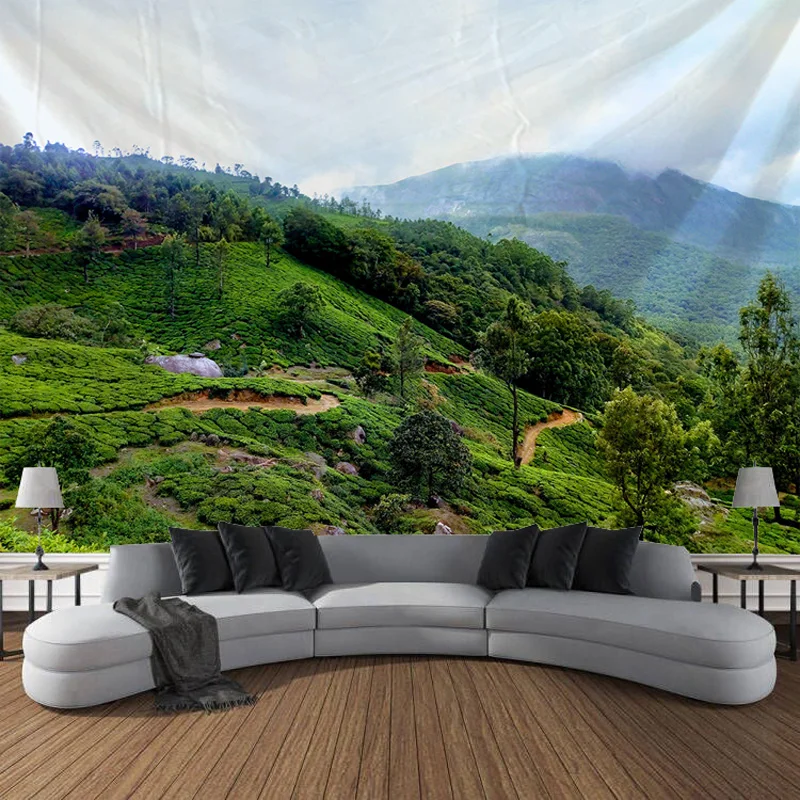 Natural Scenery, Hilly Grassland Tapestry, Art Decoration, Curtain, Hanging, Home, Bedroom, Living Room Decoration images - 6