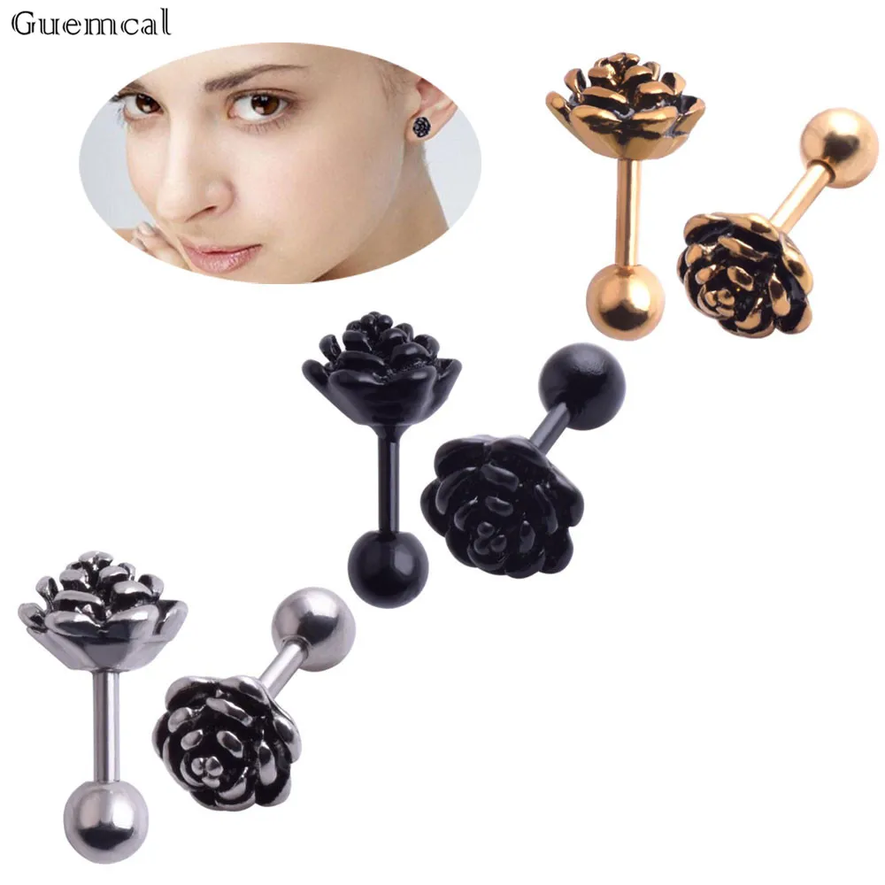 

Guemcal 1 Pair Vintage Ethnic Flower Earrings Rose Ear Studs Earrings Jewelry
