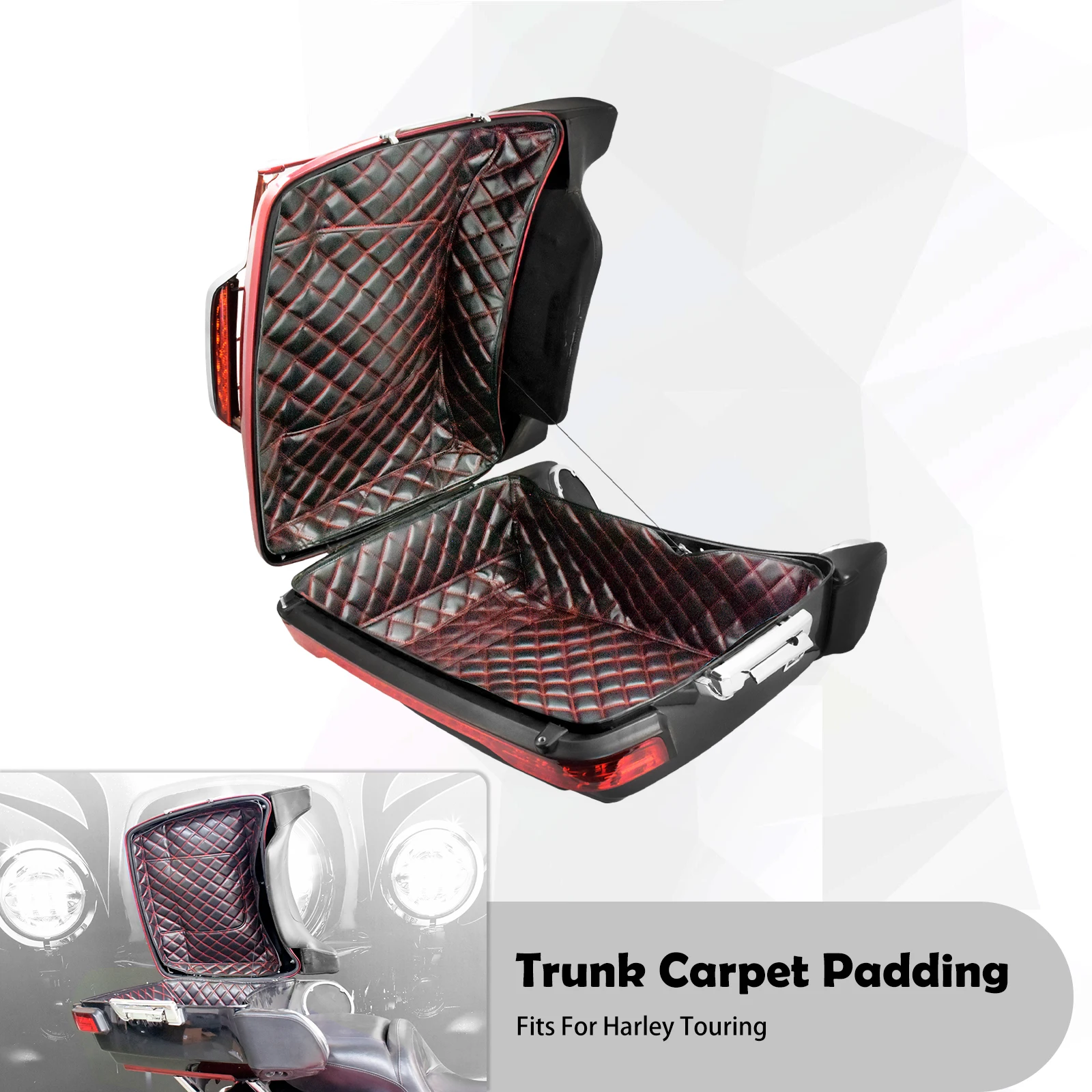 Motorcycle Leather Chopped Pack Trunk Carpet Liner For Harley Touring Limited  CVO Road Electra Street Glide FLHR FLHT 2014-2022 enlarge