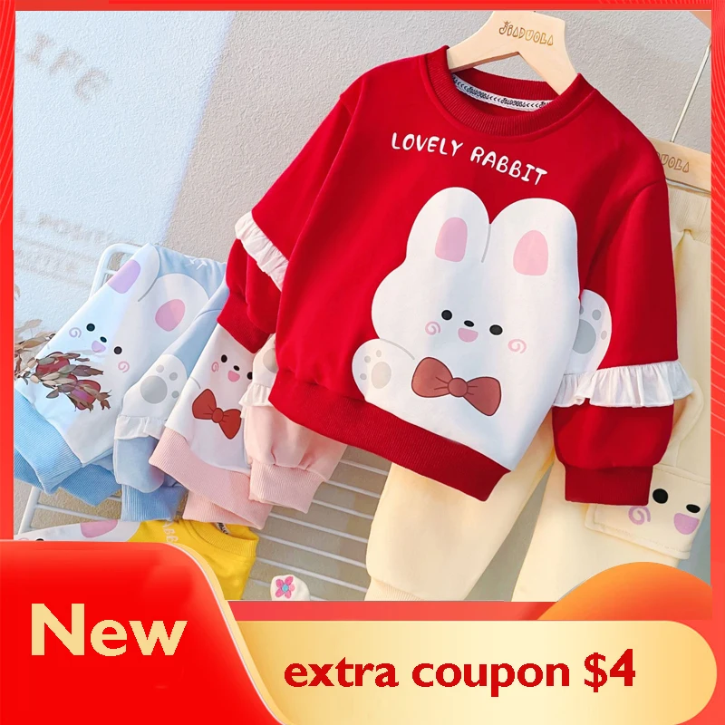 

Baby Grils Clothes Catroon Autumn Winter Top + Pants 2Pcs Kids Cotton Infant Long Sleeve Bitrthday 1st Children Sweaters 0-5Year