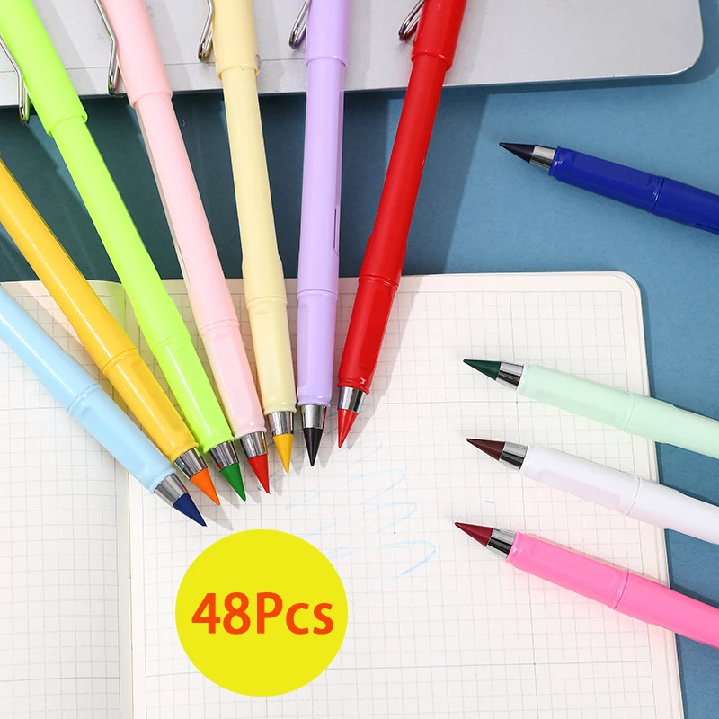 

48Pcs Small Size Colored Eternal Pencils Inkless Pencils Everlasting Pencil Reusable Infinite Pencil Erasable Unlimited Pencils