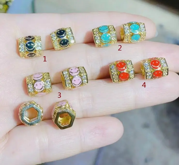 

5pcs/lot Colorful Crystal barrel beads Eyes ball Beads Enamel Charms DIY Bracelet For Jewelry Making Accessories fs34