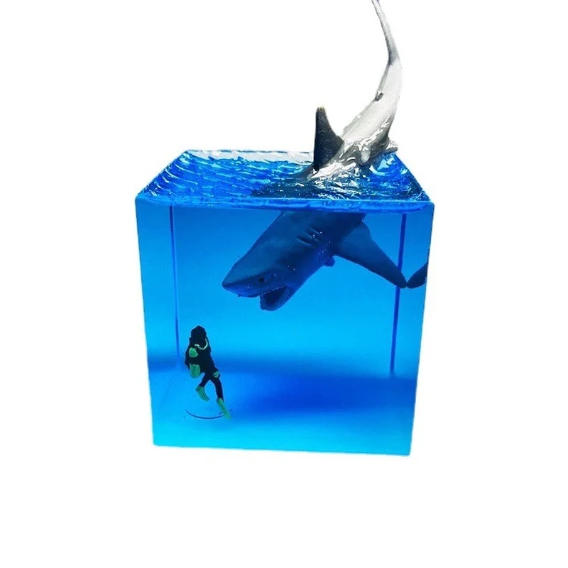 

Creative Home Decorate Marine Animal Shark Diver Decoration Fish Ocean Collector Luminous Toy Gift Adult Room Night Light