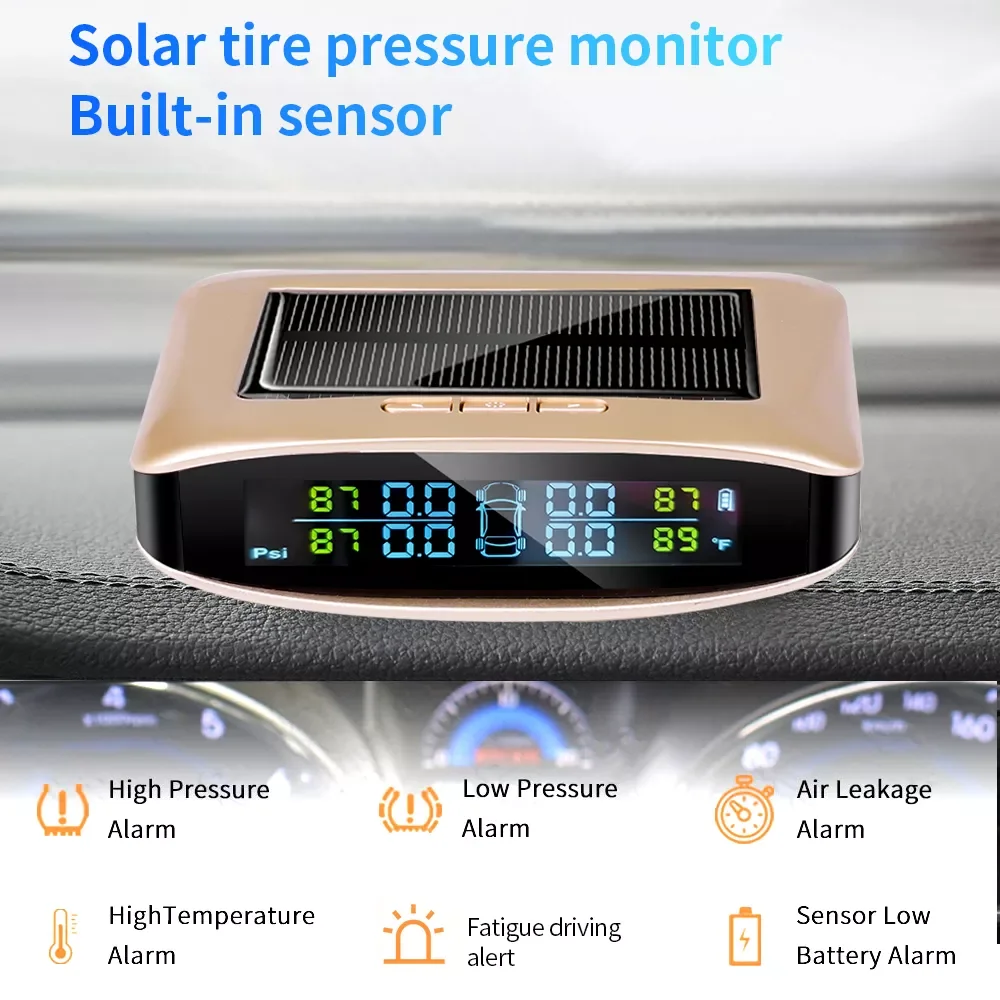 

AN08 Solar Tire Pressure Tire Temperature Detection System Color Digital Display 5 Types Of Tire Pressure Alarm Method