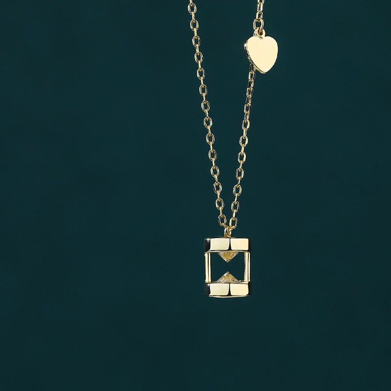 

925 Sterling Silver Luxury Zircon Hourglass Pendant Necklace For Women Fashion Korean Personality Birthday Party Jewelry