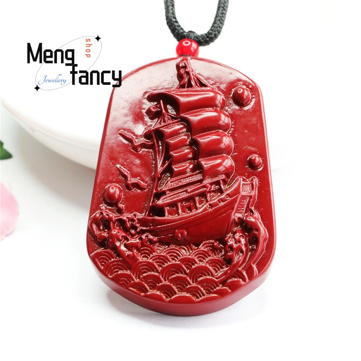 

Natural Cinnabar Purple Gold Sand Smooth Sailing Pendant Simple Exquisite Generous Personality Fashion Fine Jewelry Holiday Gift