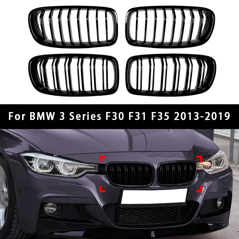 Фото Для BMW 3 серии F30 F31 F35 2013-2019 решетки капота переднего бампера с одной и двойной линией, верхние гоночные грили, аксессуар №1