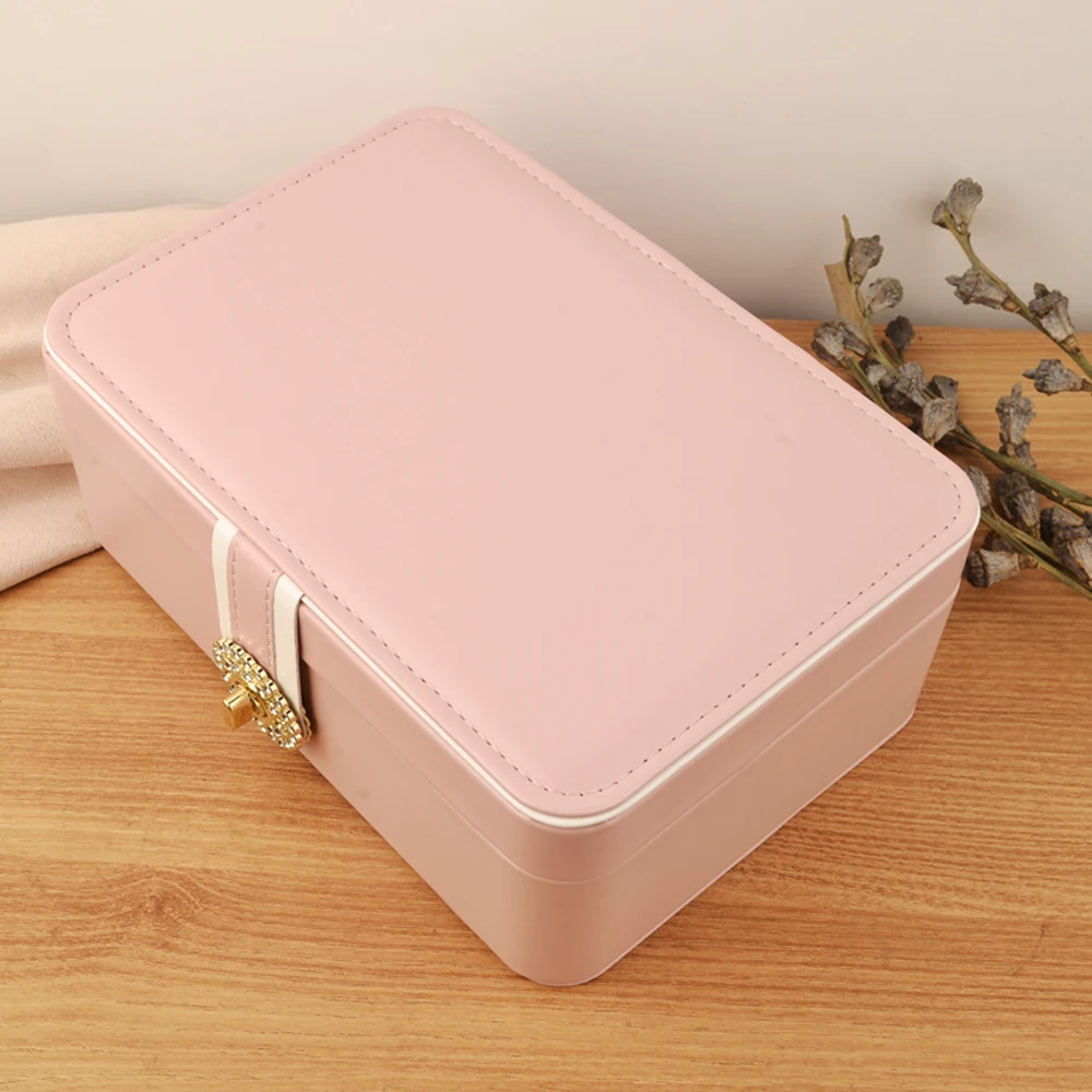 2-Layer Jewelry Box Organizer PU Leather Watch Storage Case Earrings Rings Necklaces Display Holder with Removable Tray Gift