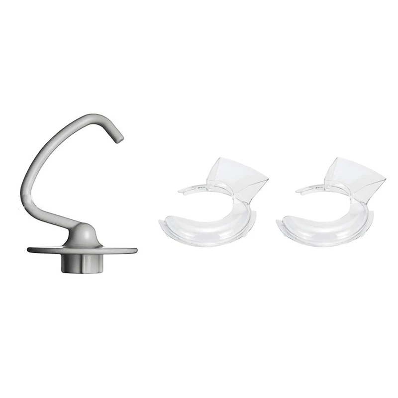 

1 Set Dough Hook & Flex Edge Beater/Stand Mixer Parts & 2Pcs 4.5-5Qt Bowl Pouring Shield Tilt Head Parts