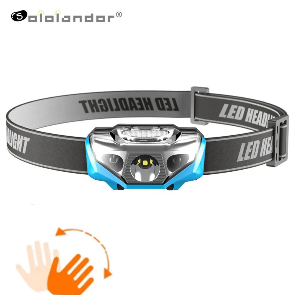 

800LM IR Sensor LED Headlight 100M Distance 14500 Battery USB Headlamp Lantern Camping Hunting Fishing White Light Head Torch
