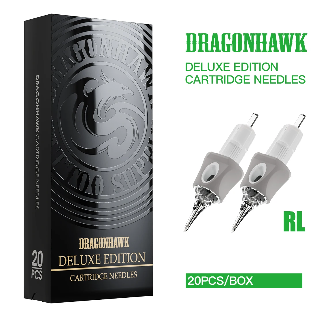 

Dragonhawk Deluxe картридж игл для татуажа RL одноразовая стерилизованная безопасность с силиконовой планкой для перманентного макияжа 20 шт./коробка