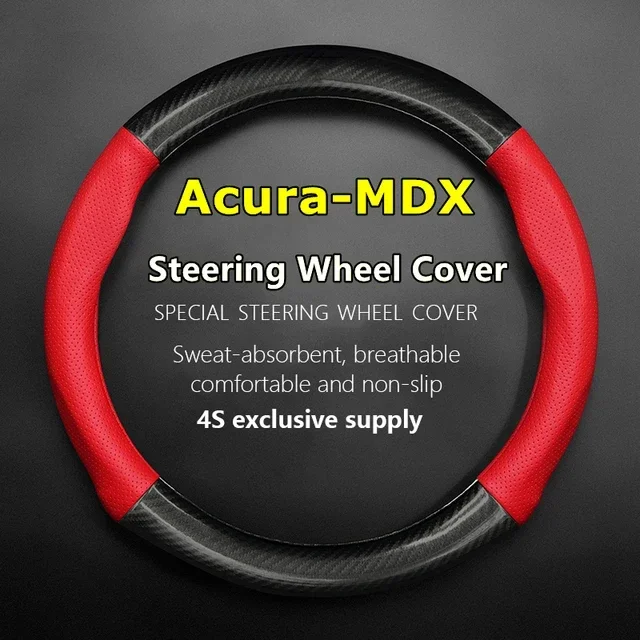 

Тонкий чехол без запаха для рулевого колеса Acura MDX, натуральная кожа, углеродное волокно, подходит для 3,7 2007 2009 2010 2011 3,5 2014 2017