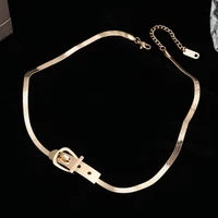 2022 watch buckle shape titanium steel choker necklace for woman new korean fashion jewelry gothic girls sexy clavicle chain